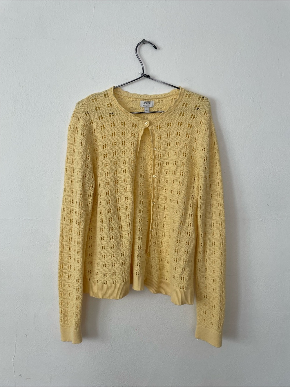 J.Crew Knit Pointelle Button-Front Sweater Cardigan